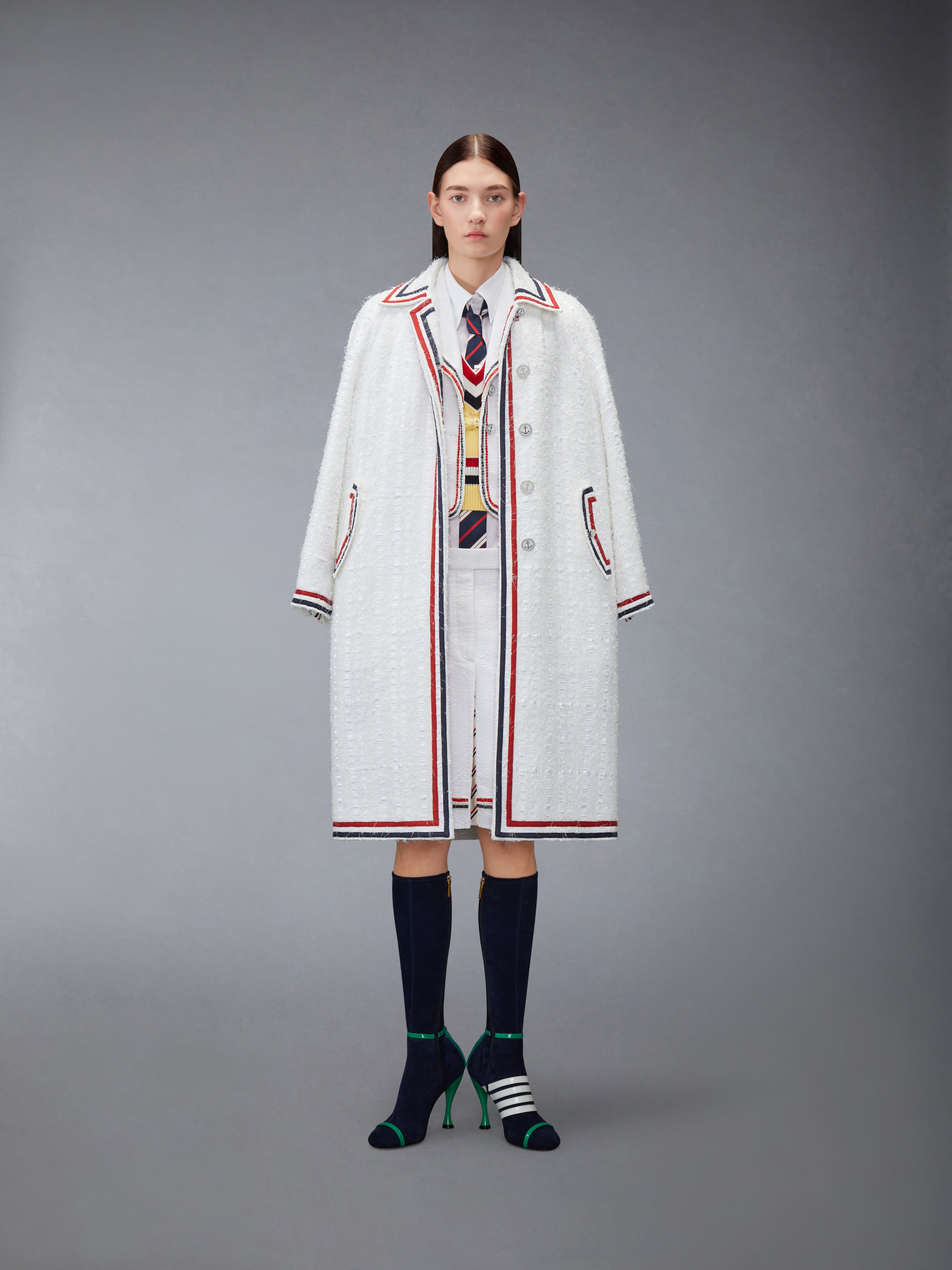 Solid Seersucker Cropped Jacket | Thom Browne