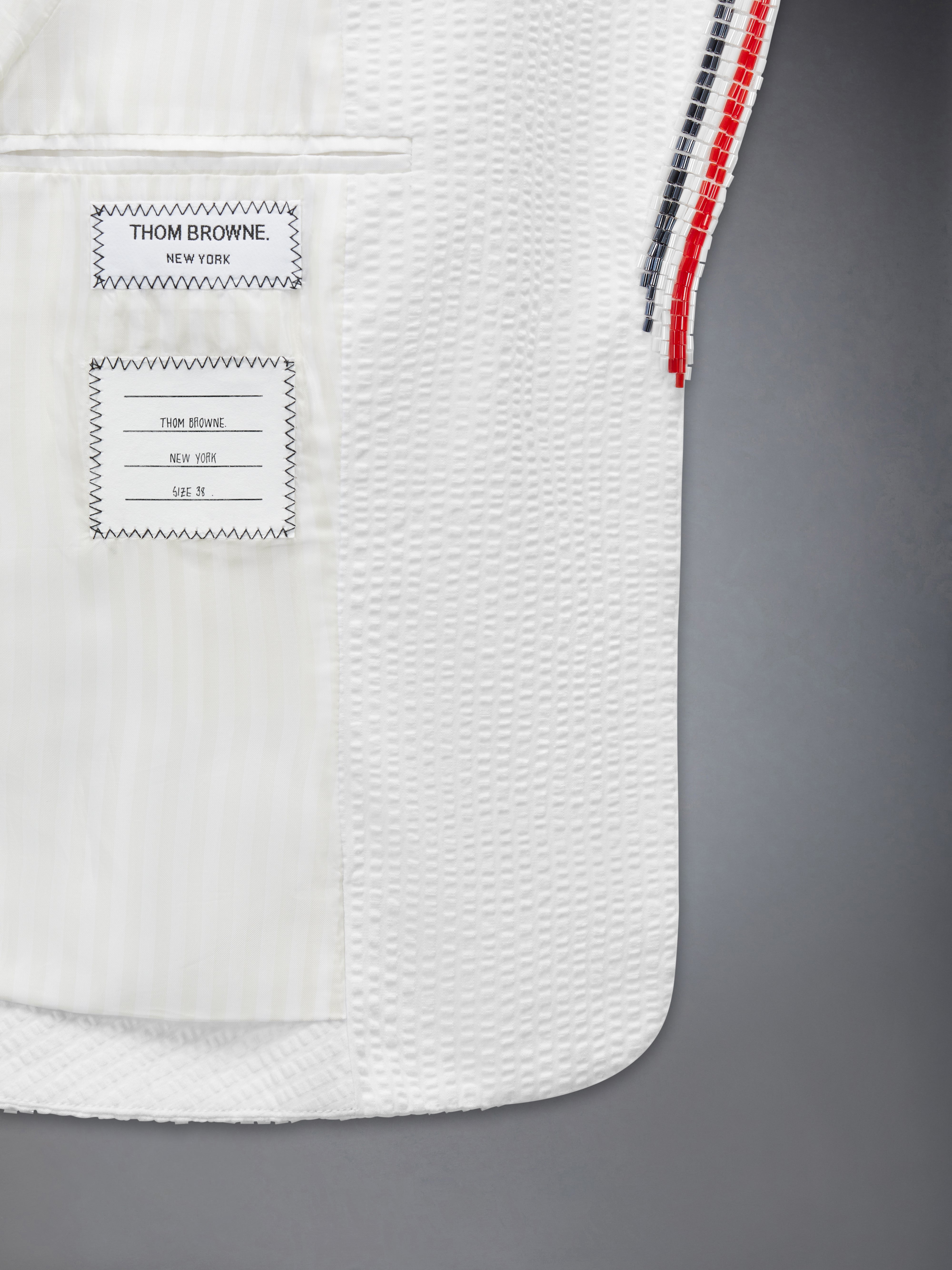 Solid Seersucker Cropped Jacket | Thom Browne