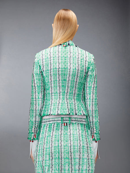 STRIPED SHEER TWEED CROPPED JACKET GREEN