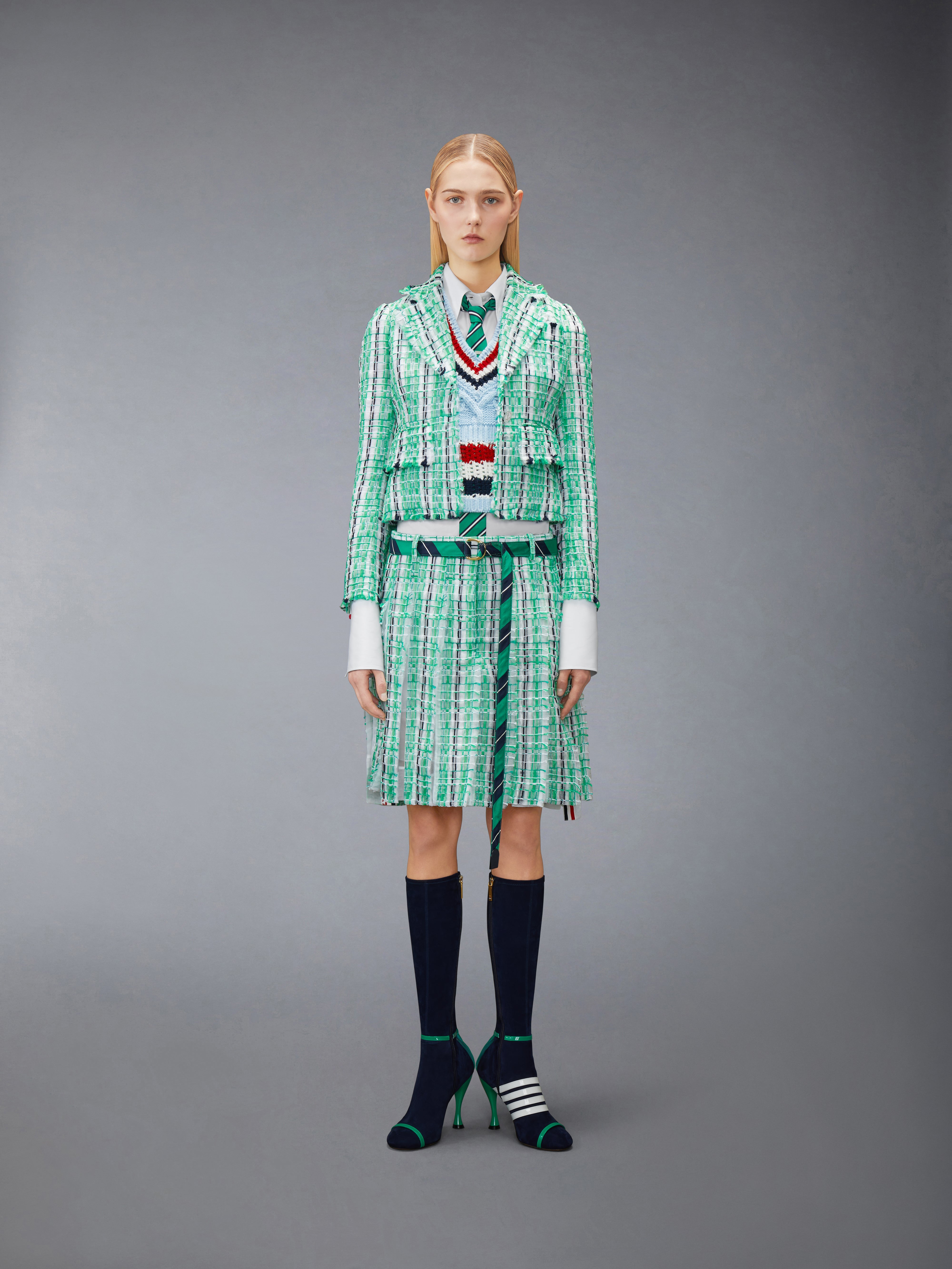 ストライプ シアーツイード クロップド ジャケット | Thom Browne