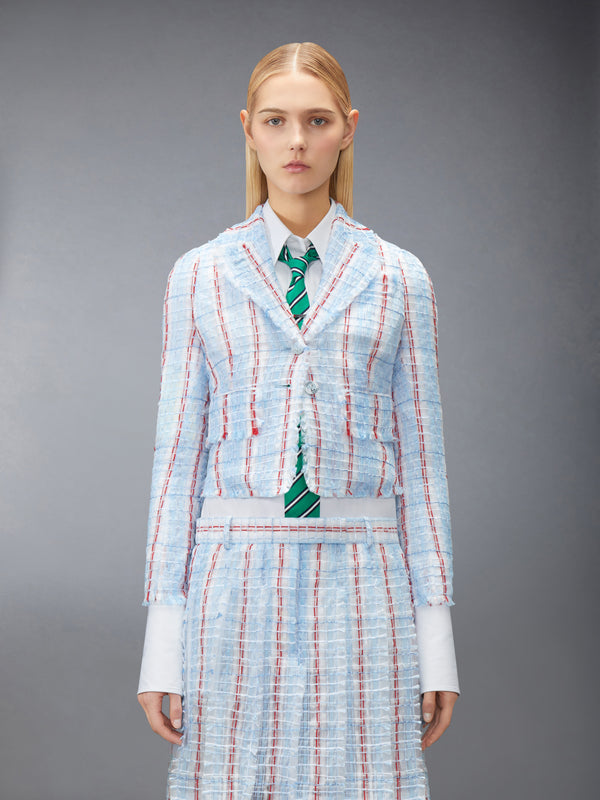 STRIPED SHEER TWEED CROPPED JACKET WITH FRAY EDGE - image 1