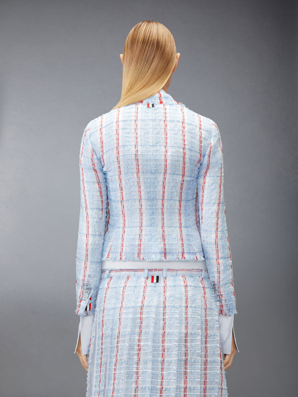 STRIPED SHEER TWEED CROPPED JACKET WITH FRAY EDGE - image 2