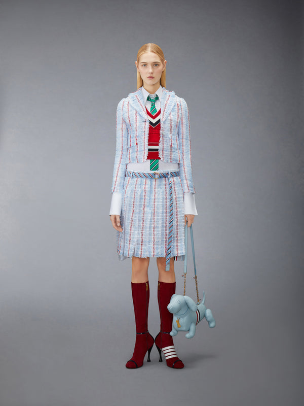 STRIPED SHEER TWEED CROPPED JACKET WITH FRAY EDGE - image 3