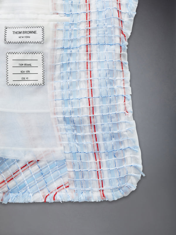 STRIPED SHEER TWEED CROPPED JACKET WITH FRAY EDGE - image 5