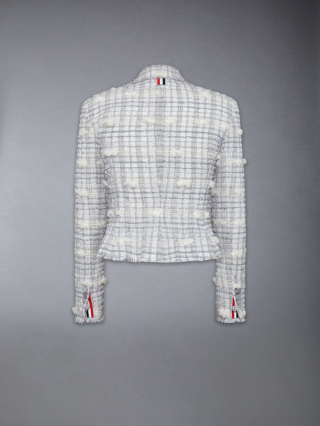 REPP STRIPE POUF TWEED CROPPED JACKET MED GREY