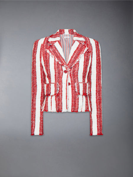 RIBBON TWEED CROPPED JACKET WITH FRAY EDGE RWBWHT