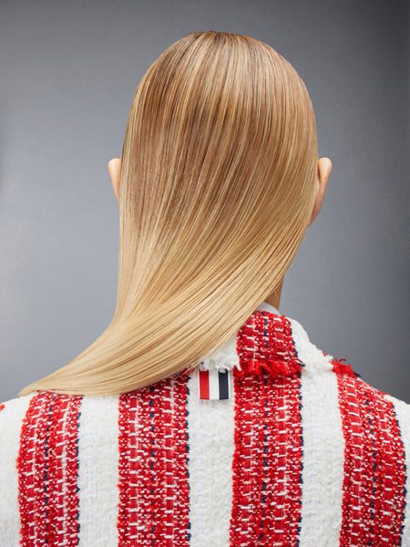 RIBBON TWEED CROPPED JACKET WITH FRAY EDGE RWBWHT