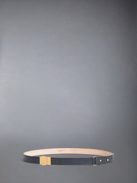 PEBBLE GRAIN LEATHER CLIP BUCKLE BELT NAVY