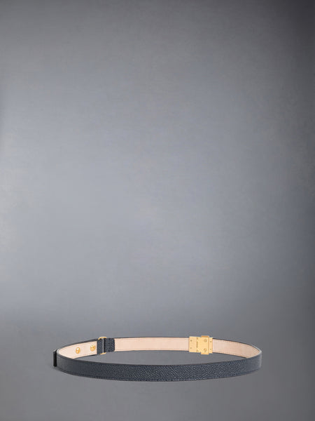 PEBBLE GRAIN LEATHER CLIP BUCKLE BELT NAVY