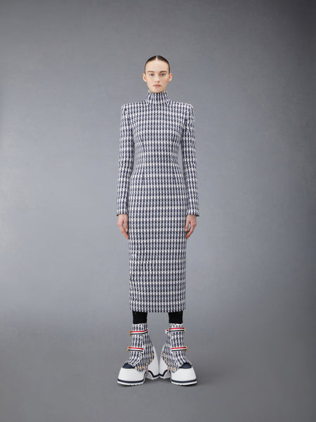 GROSGRAIN TWEED FITTED DRESS MED GREY