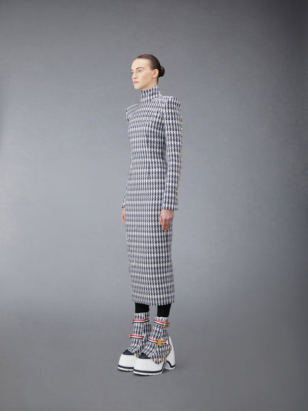 GROSGRAIN TWEED FITTED DRESS MED GREY