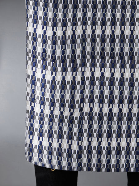 GROSGRAIN TWEED FITTED DRESS MED GREY