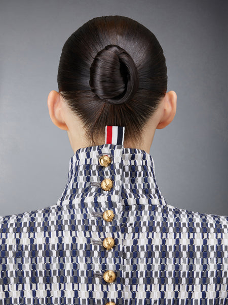 GROSGRAIN TWEED FITTED DRESS MED GREY