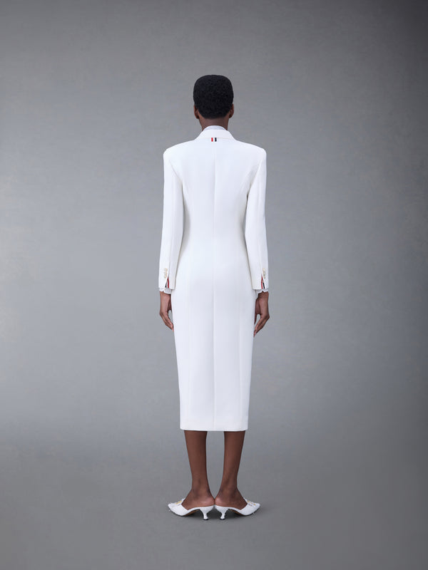 Women's Wool Crepe Moulded Shoulder Maxi Dress in White Size 38 Women's Wool Crepe Moulded Shoulder Maxi Dress in White Size 38