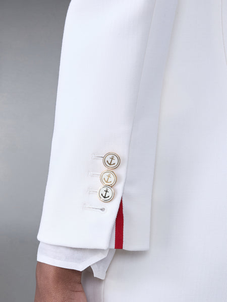 WOOL CREPE MOULDED SHOULDER MAXI DRESS WHITE