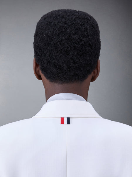 WOOL CREPE MOULDED SHOULDER MAXI DRESS WHITE