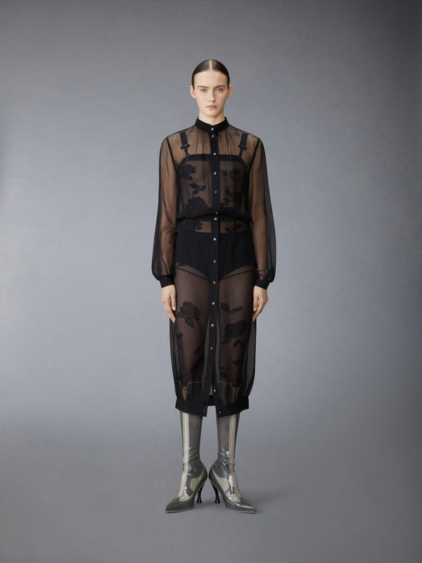 CHIFFON BUTTON PLACKET HOBBLE DRESS - image 1