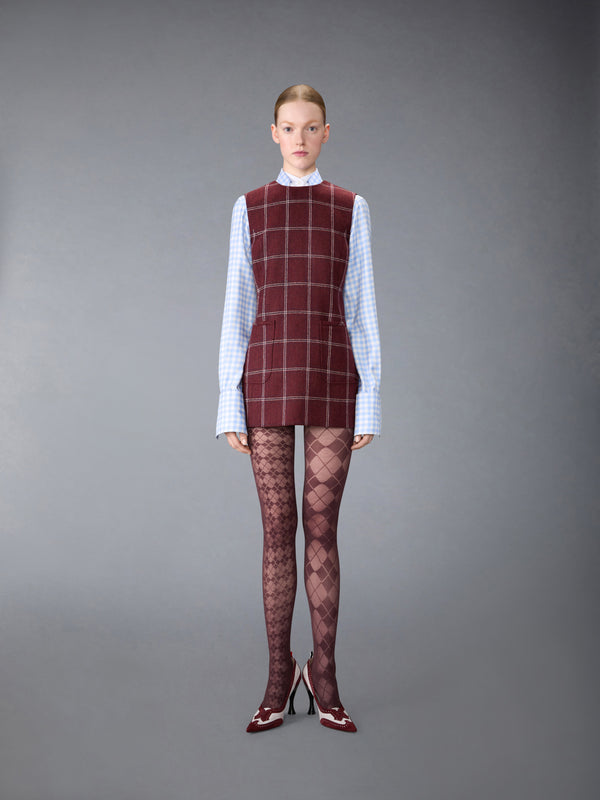 WINDOWPANE HUNTING TWEED MINI PENCIL DRESS - image 1