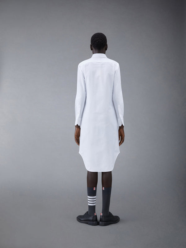 White Classic Oxford Long-sleeve Button Down Knee Length Shirtdress - image 3