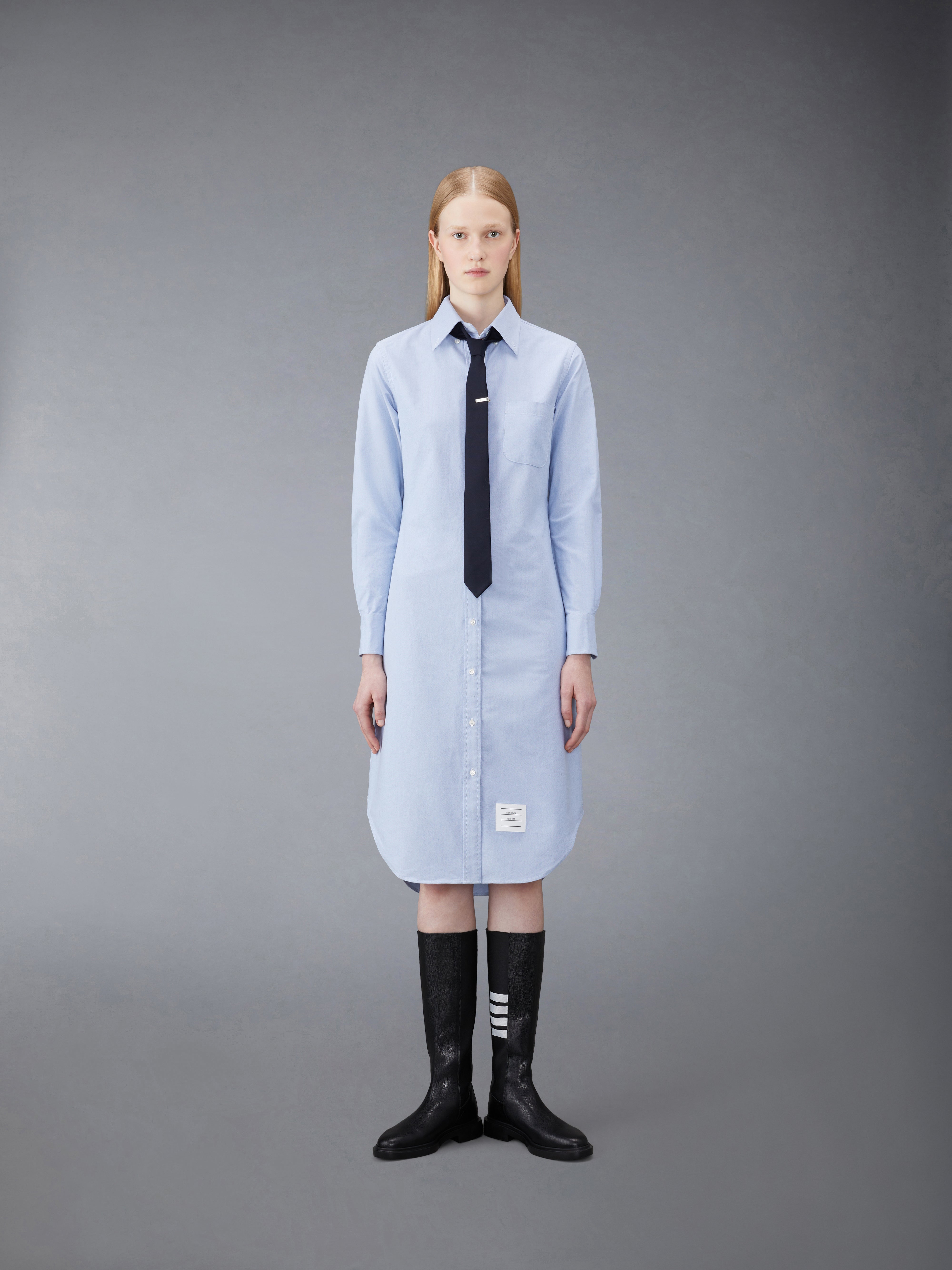 Thom Browne｜DRESSES (FDS001E F0313 100) Thom Browne Three Stripe Oxford Shirt Dress FDS001E F0313