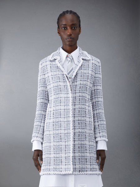 Chenille Tweed Crochet Pearl Bal Collar Dress MED GREY