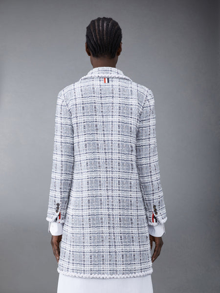 Chenille Tweed Crochet Pearl Bal Collar Dress MED GREY