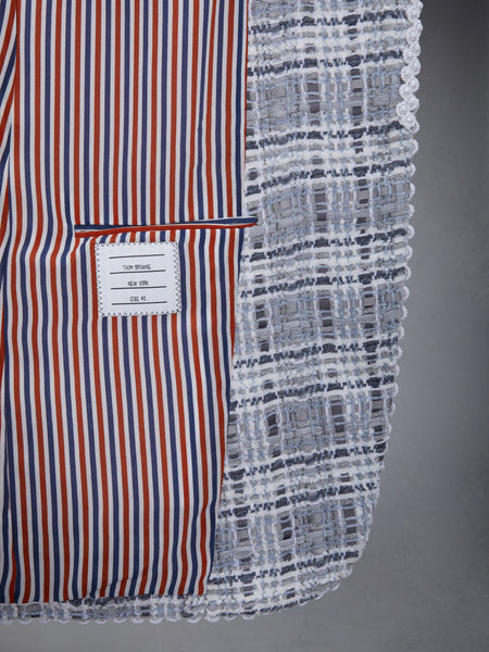 Chenille Tweed Crochet Pearl Bal Collar Dress MED GREY