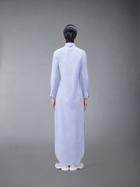 STRIPE POPLIN MAXI SHIRTDRESS MEDIUM BLUE