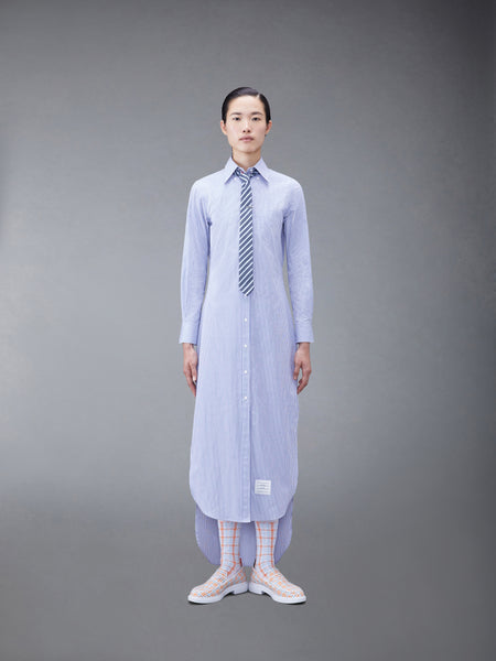 STRIPE POPLIN MAXI SHIRTDRESS MEDIUM BLUE