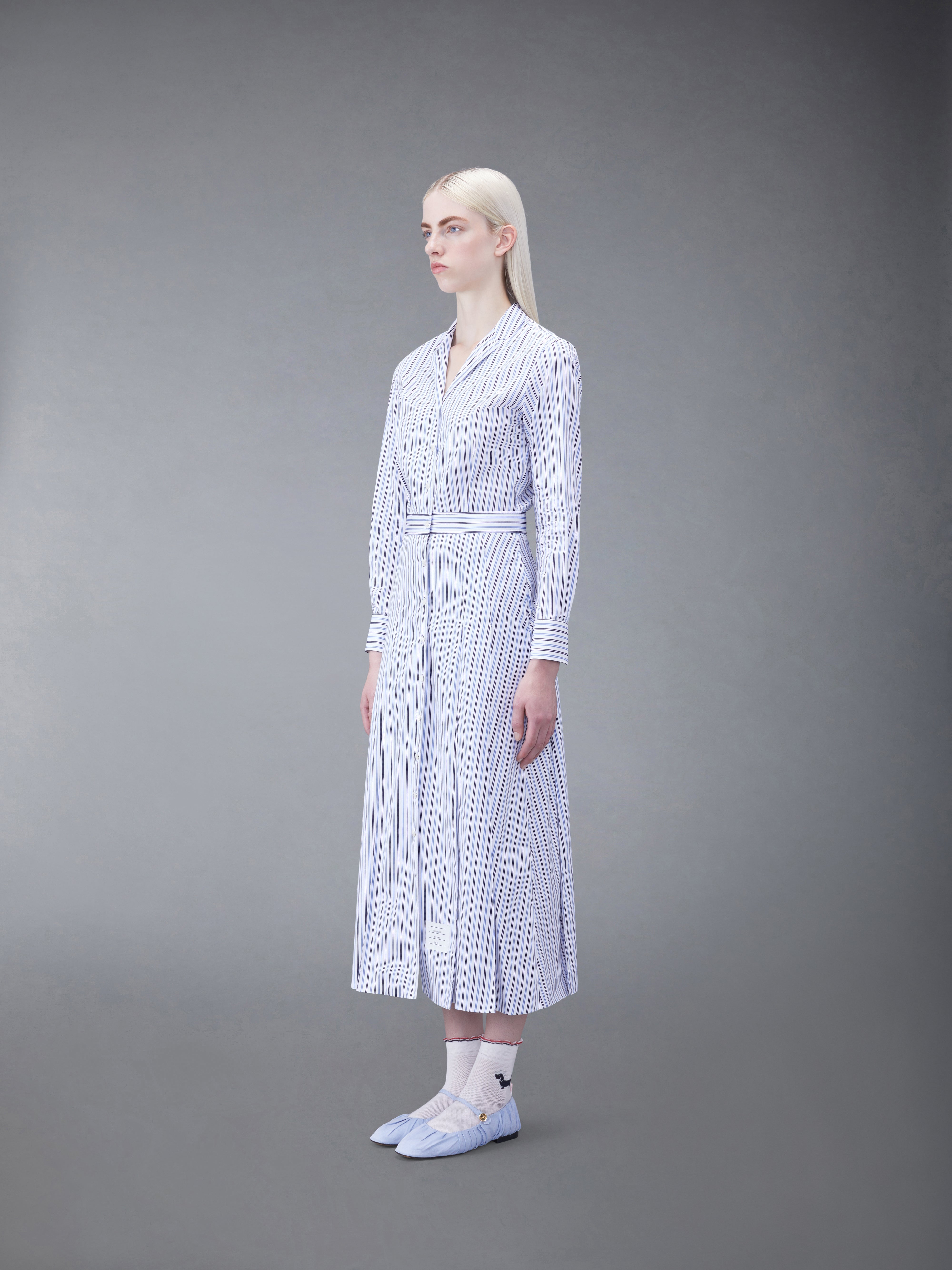 ストライプ ポプリン ミディ A ライン シャツドレス | Thom Browne