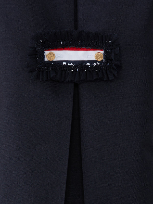 WOOL BOX PLEAT SEQUIN BABY DOLL DRESS
