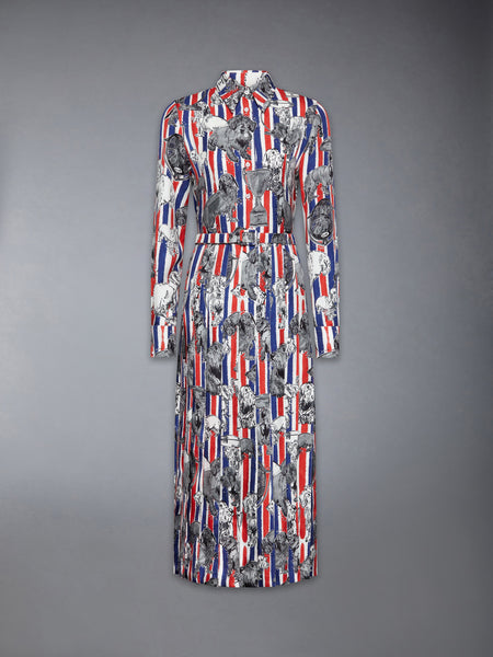 SILK TWILL HECTOR PLEATED DRESS RWBWHT