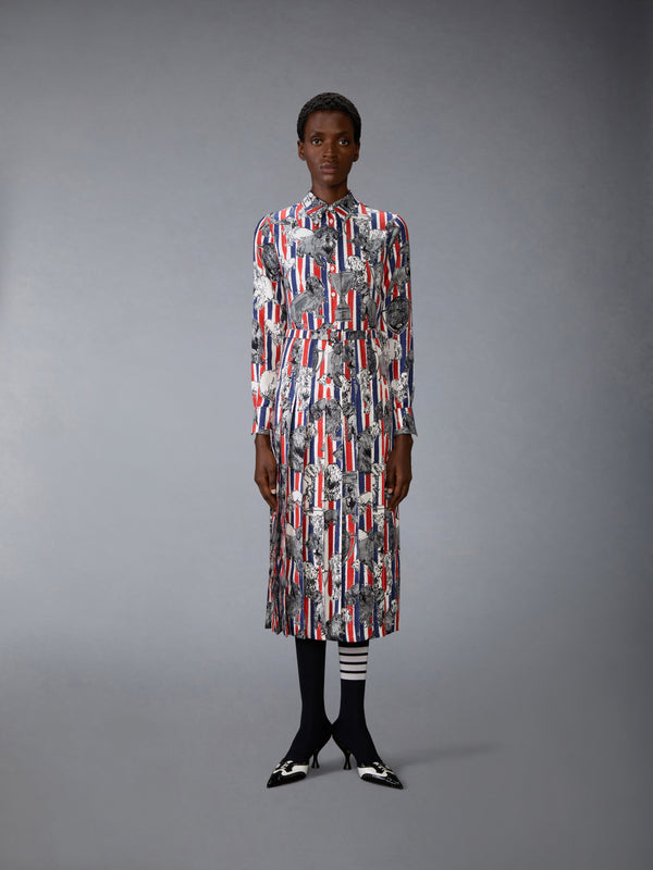 Silk Twill Hector Pleated Dress | Thom Browne Silk Twill Hector Pleated Dress | Thom Browne