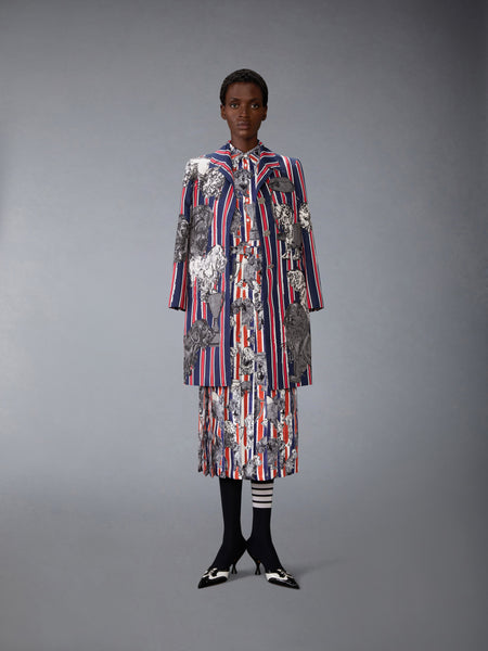 SILK TWILL HECTOR PLEATED DRESS RWBWHT