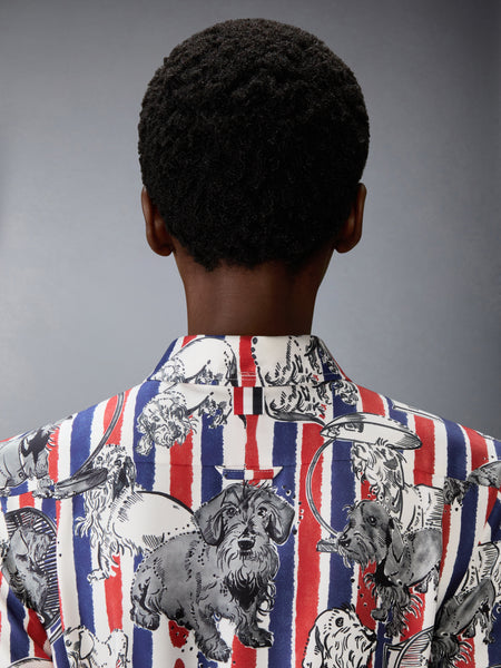 SILK TWILL HECTOR PLEATED DRESS RWBWHT