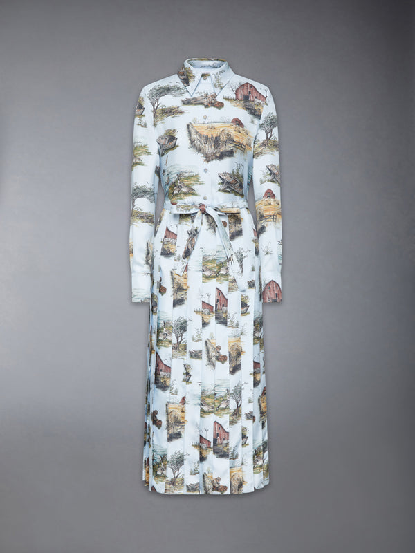 SCENIC TOILE SILK TWILL PLEATED SHIRTDRESS - featured image