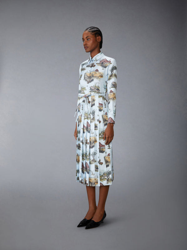 SCENIC TOILE SILK TWILL PLEATED SHIRTDRESS - image 2