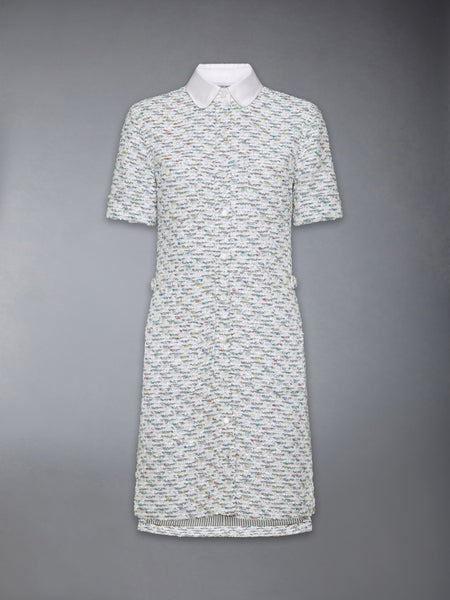 SEQUIN TWEED PATCH POCKET DRESS MED GREY