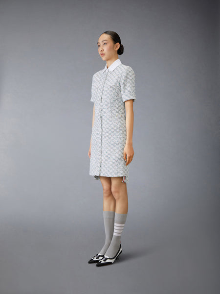 SEQUIN TWEED PATCH POCKET DRESS MED GREY