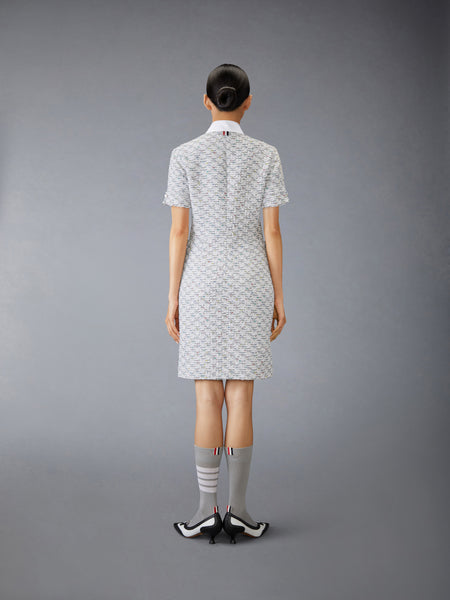 SEQUIN TWEED PATCH POCKET DRESS MED GREY