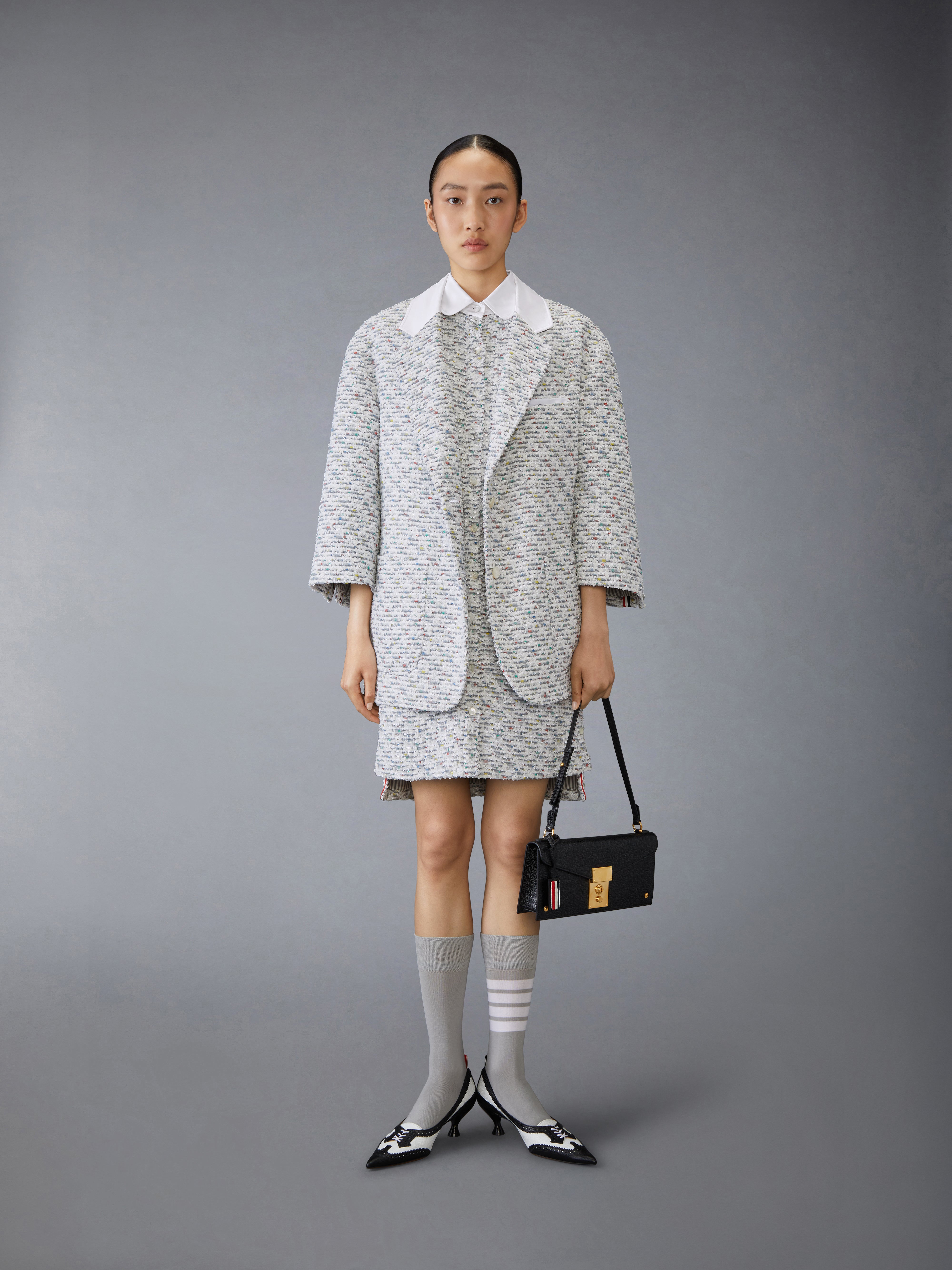 Thom Browne|DRESSES (THIGH LENGTH PATCH POCKET DRESS W/ Thigh Length Patch Pocket Dress W/ Combo Collar In Wide Uni