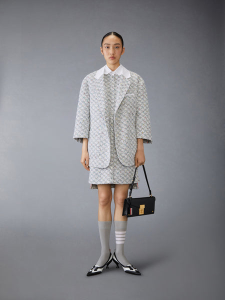 SEQUIN TWEED PATCH POCKET DRESS MED GREY