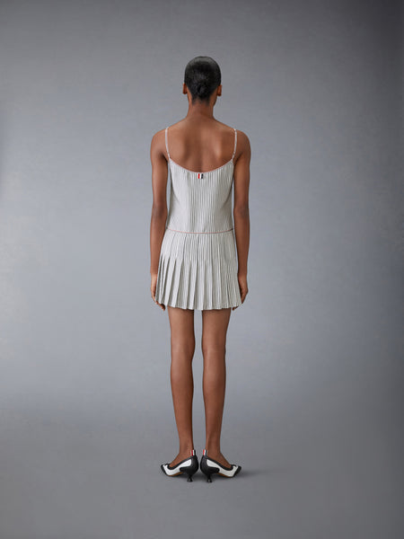 SILK TWILL MINI PLEATED SLIP DRESS MED GREY