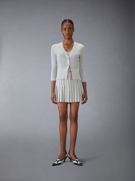 SILK TWILL MINI PLEATED SLIP DRESS MED GREY