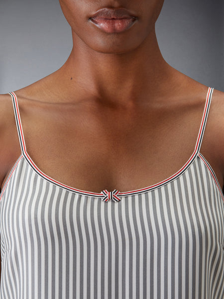 SILK TWILL MINI PLEATED SLIP DRESS MED GREY