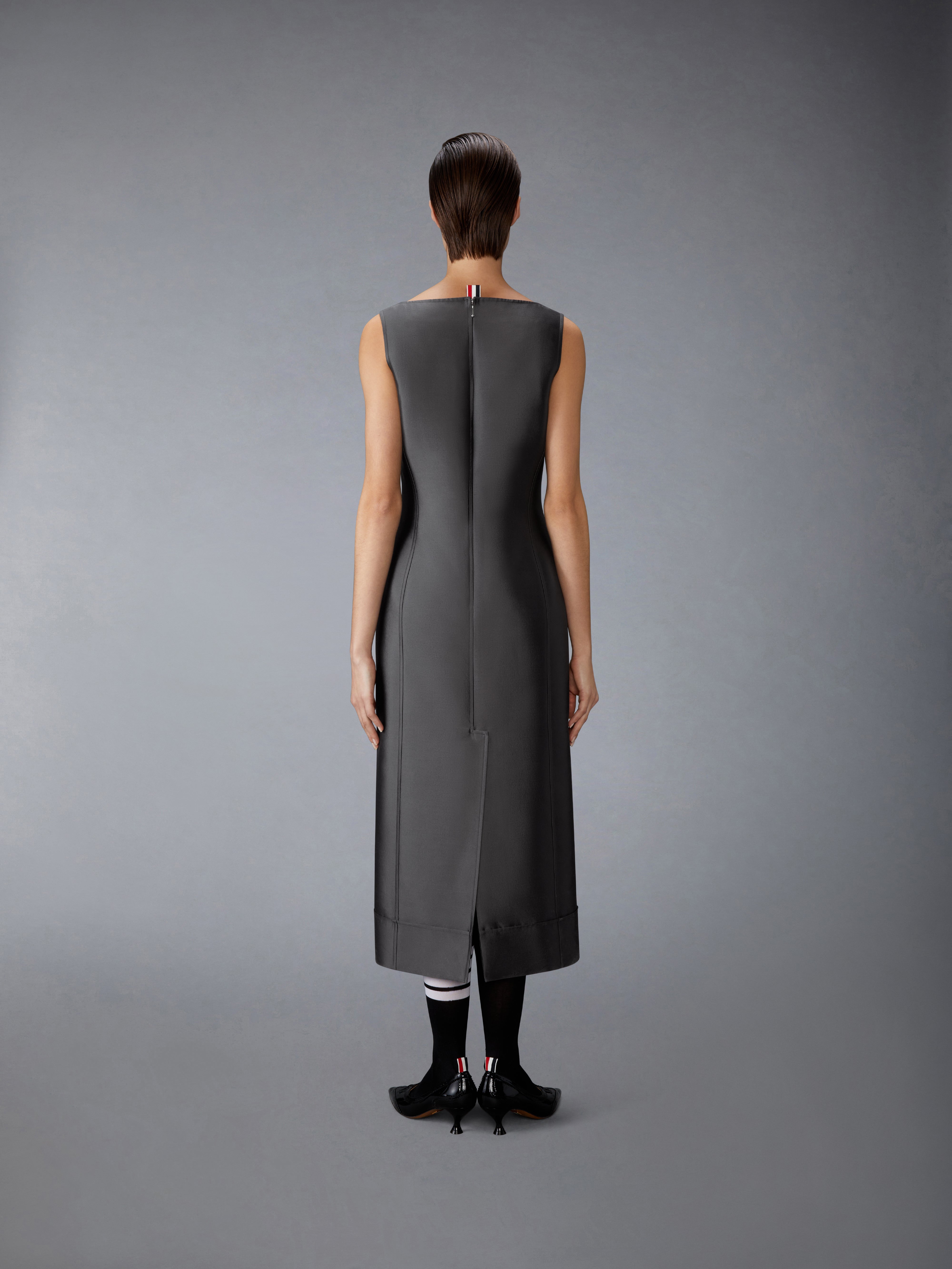 Wool And Silk Square Neck Column Dress | Thom Browne