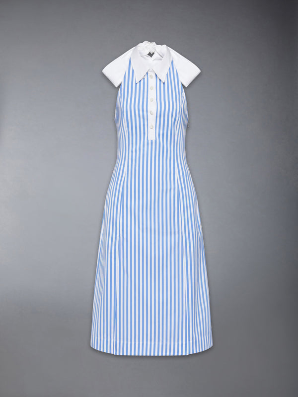 AWNING STRIPED POPLIN POLO HALTER DRESS - featured image