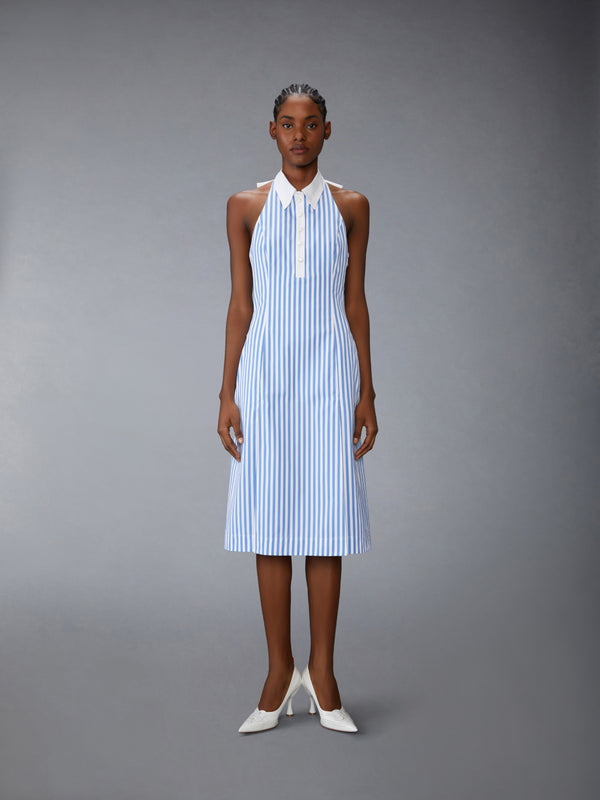 AWNING STRIPED POPLIN POLO HALTER DRESS - image 1