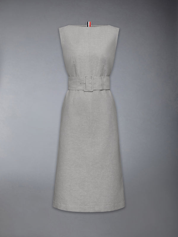 TONAL UNIVERSITY STRIPE BOAT NECK DRESS - featured image
