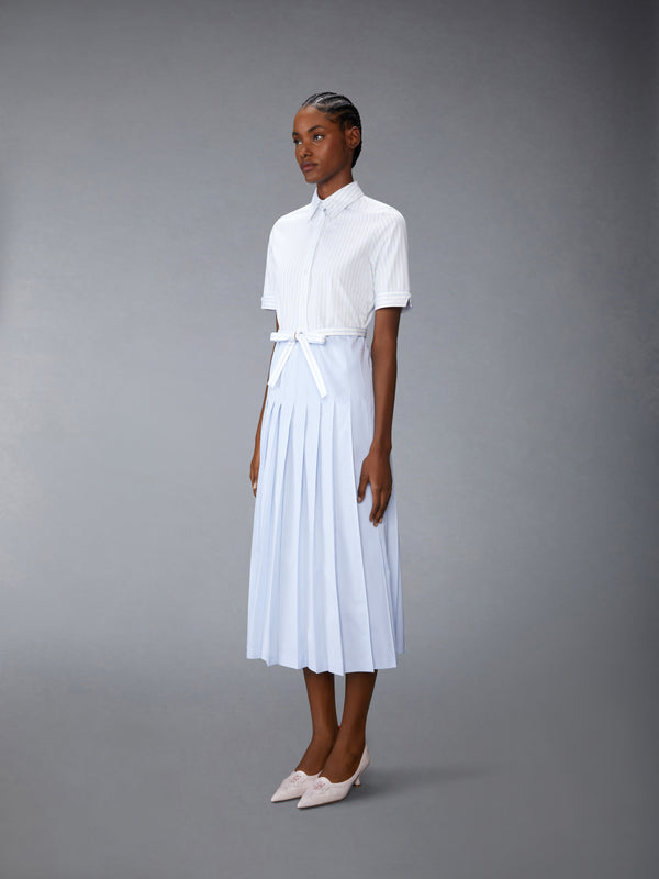 PINSTRIPE POPLIN BELTED PLEATED SHIRTDRESS - image 2